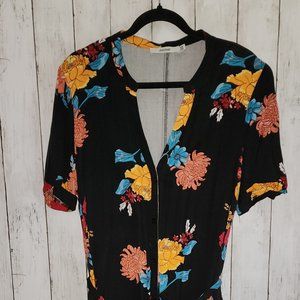 Black Floral button up Maxi dress